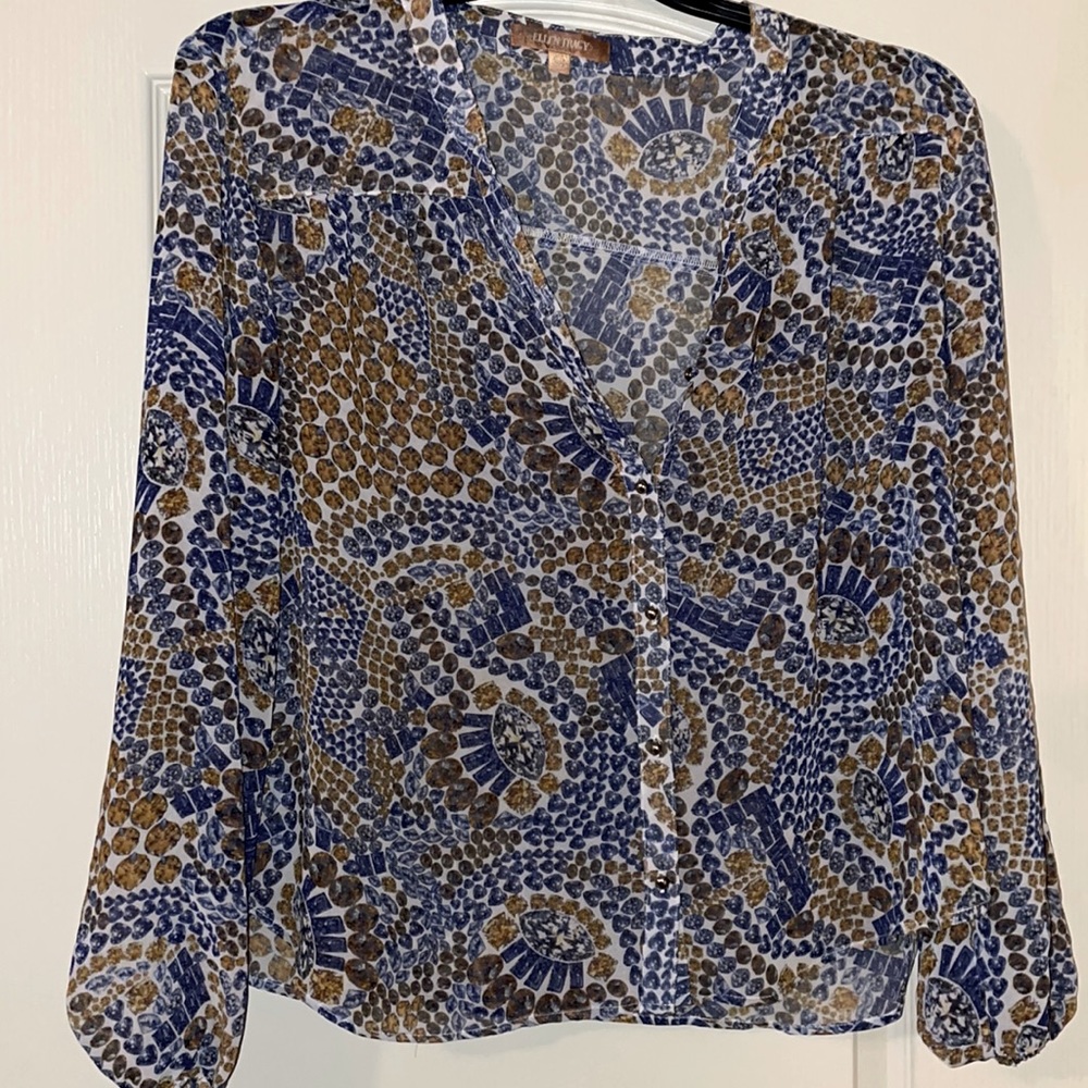 Ellen Tracy Blouse Button up Sheer sizeXL